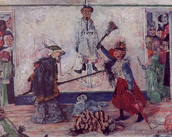 James Ensor Skeletons Fighting for the Body of a Hanged Man oil painting image